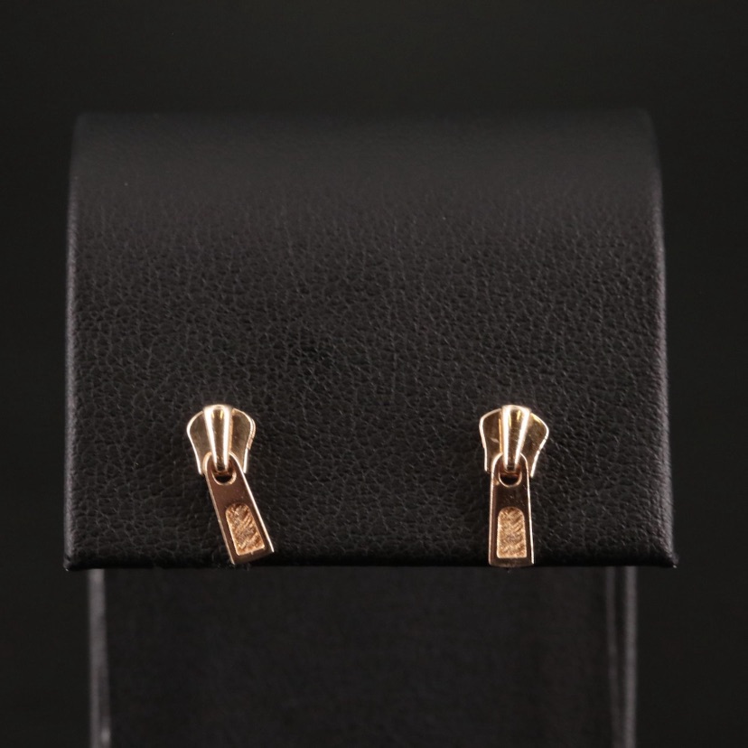 14k Solid Gold Zipper Earrings